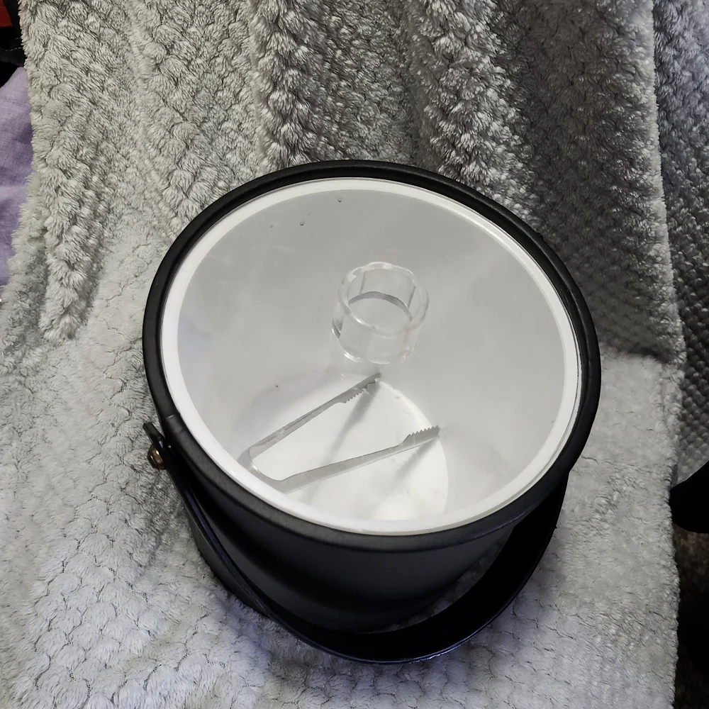 Mr Ice Bucket Vintage With Ice Tongs Black In Great Shape